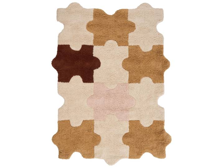 Tapis Bohème En Coton 90 X 120 Cm Motif Puzzle Accessoire Décoratif Pour Enfants Multicolore Jigsaw