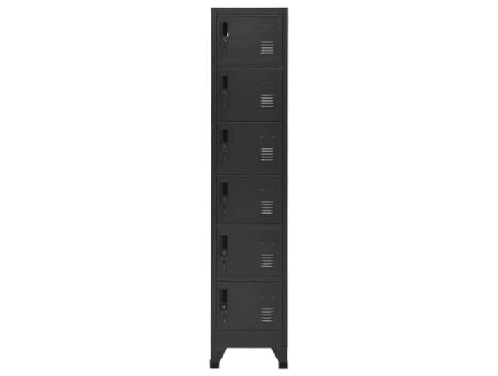 GKHPYURE Schrank mit Schloss, Anthrazit, 38 x 40 x 180 cm, aus Stahl Stahl, Anthrazit, 6 Türen mit Schloss, Lüftungsschlitze, Etikettenhalter, 10 kg pro Fach, 60 kg insgesamt, Wandbefestigung