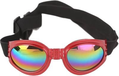 Inspired Living PawShield Foldable Dog Sunglasses For Small Pets UV Protection Pet Glasses For Dogs & Cats red