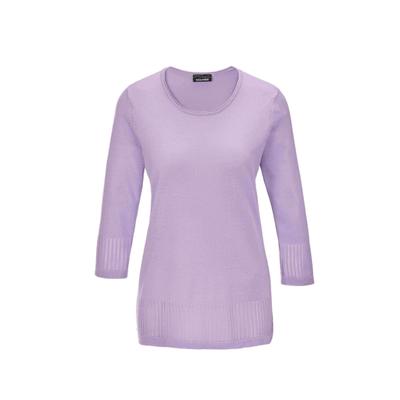 3/4 Arm-Pullover GOLDNER "Gepflegter Ajour-Pullover mit femininen Durchbrüchen", Damen, Gr. 38, lila (flieder), Obermaterial: 100% Polyacryl PAN., normal, Rundhals, Sonstiges, Pullover, Ohne
