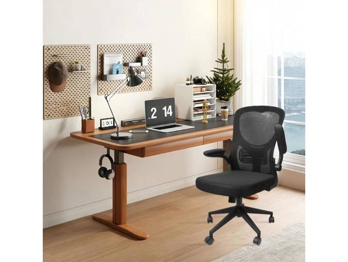 YIYI. 1PCS CHAISE DE BUREAU RELEVABLE ET PIVOTANTE CHAISE DE CONFÉRENCE DE BUREAU 52*49*96-106CM NOIR