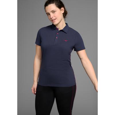 Poloshirt KANGAROOS, Damen, Gr. 44/46, blau (marine), Obermaterial: 100% Baumwolle, unifarben, figurumspielend, Shirts, Kurzarm, unifarben, Polokragen, aus Baumwolle, große Größen