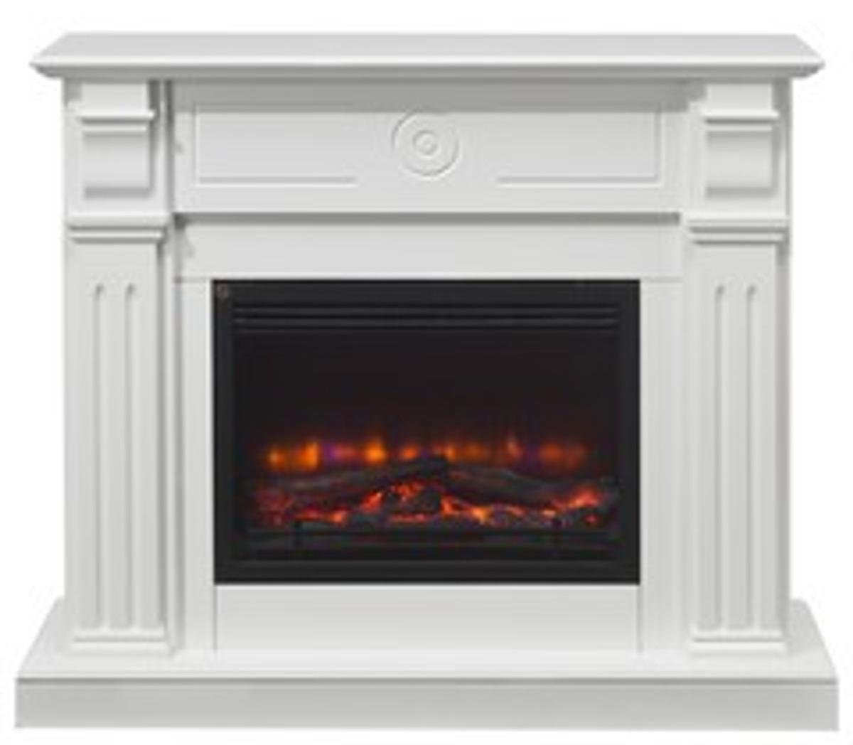 Casa Padrino Elektro Kamin Weiß Antik Stil Barock Jugendstil B 110 x H 95 x T 34 cm - Elektrokamin - Wohnzimmer Kamin