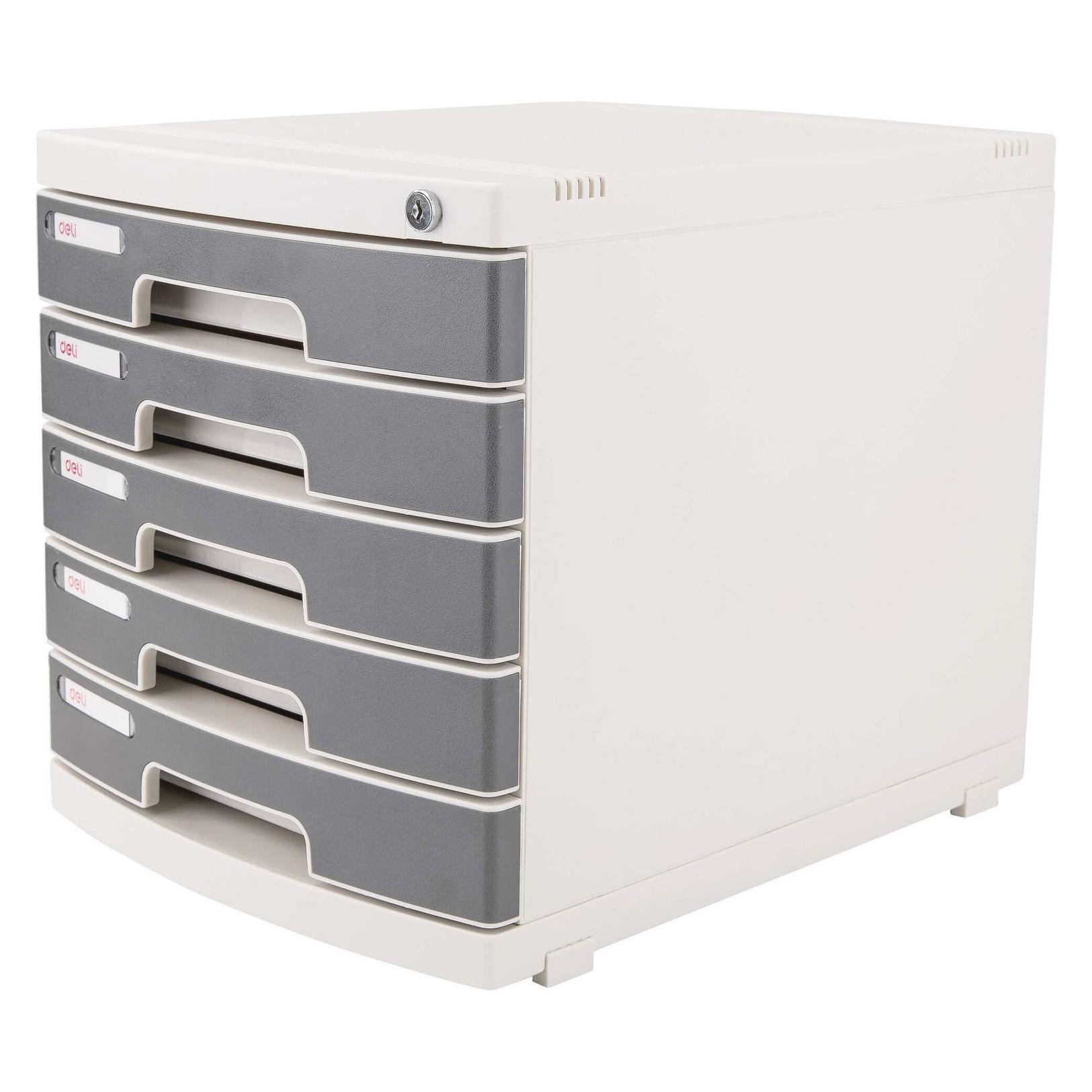 Deli Schubladenbox 5 Schubladen abschliessbar HIPS grau (A4) (D362582)