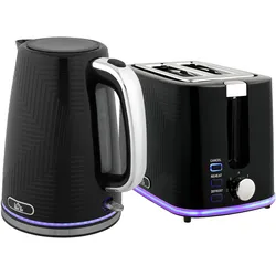 WASSERKOCHER-TOASTER-SET 2er Set Stahl Kunststoff Schwarz