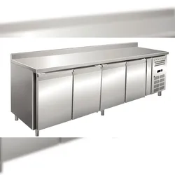 KLIMAITALIA Edelst.-Kühltisch 4 Türen & Spritzschutz. Thermo digital. T° -2°C/+8 °C. Dim. (LxWxH) 223x60x96 cm. Mod. SNACK4200TN