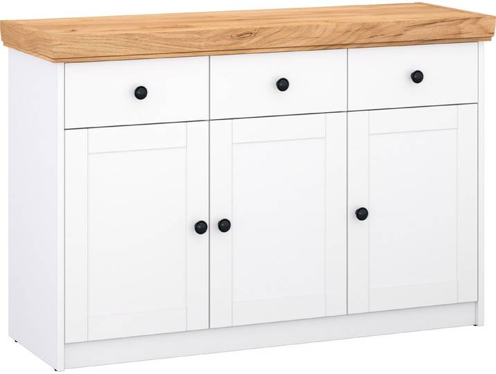 Buffet Commode de Salon Armoire en Bois Blanc Naturelle avec Tiroirs