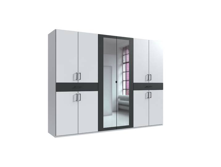 Kleiderschrank Tiby Weiss/graphit Holzwerkstoff B 270 cm - Kleiderschrank