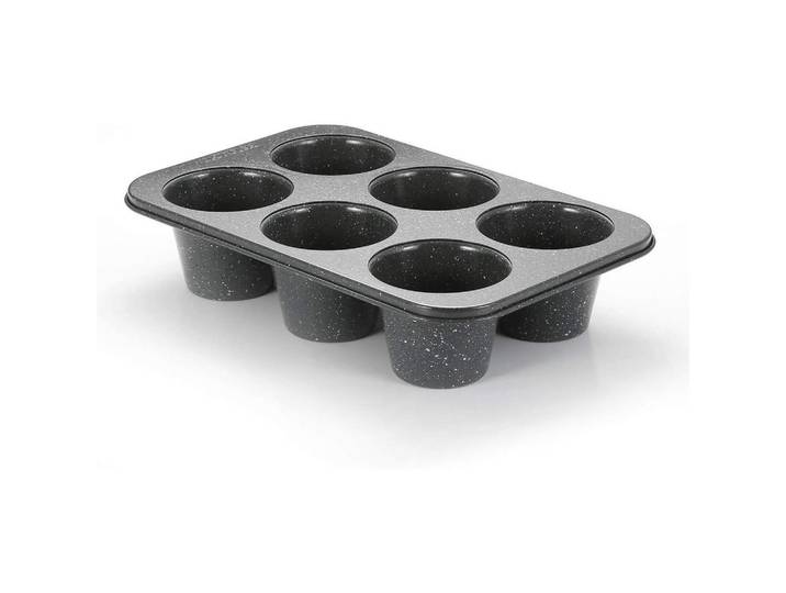 Muffinform 6er Set Karbonstahl Granitoptik, Anthrazit, Metall, 22.5x7.5x34.5 cm, Backen & Backzubehör, Backformen, Muffinformen
