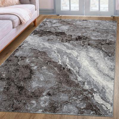 Teppich OTTO HOME "Sonnenhang" Gr. 4, grau, B:160cm H:9mm L:230cm, Kunstfaser, Teppiche, Teppich, mit besonders weichem Flor, Kurzflor, modernes Marmor Design