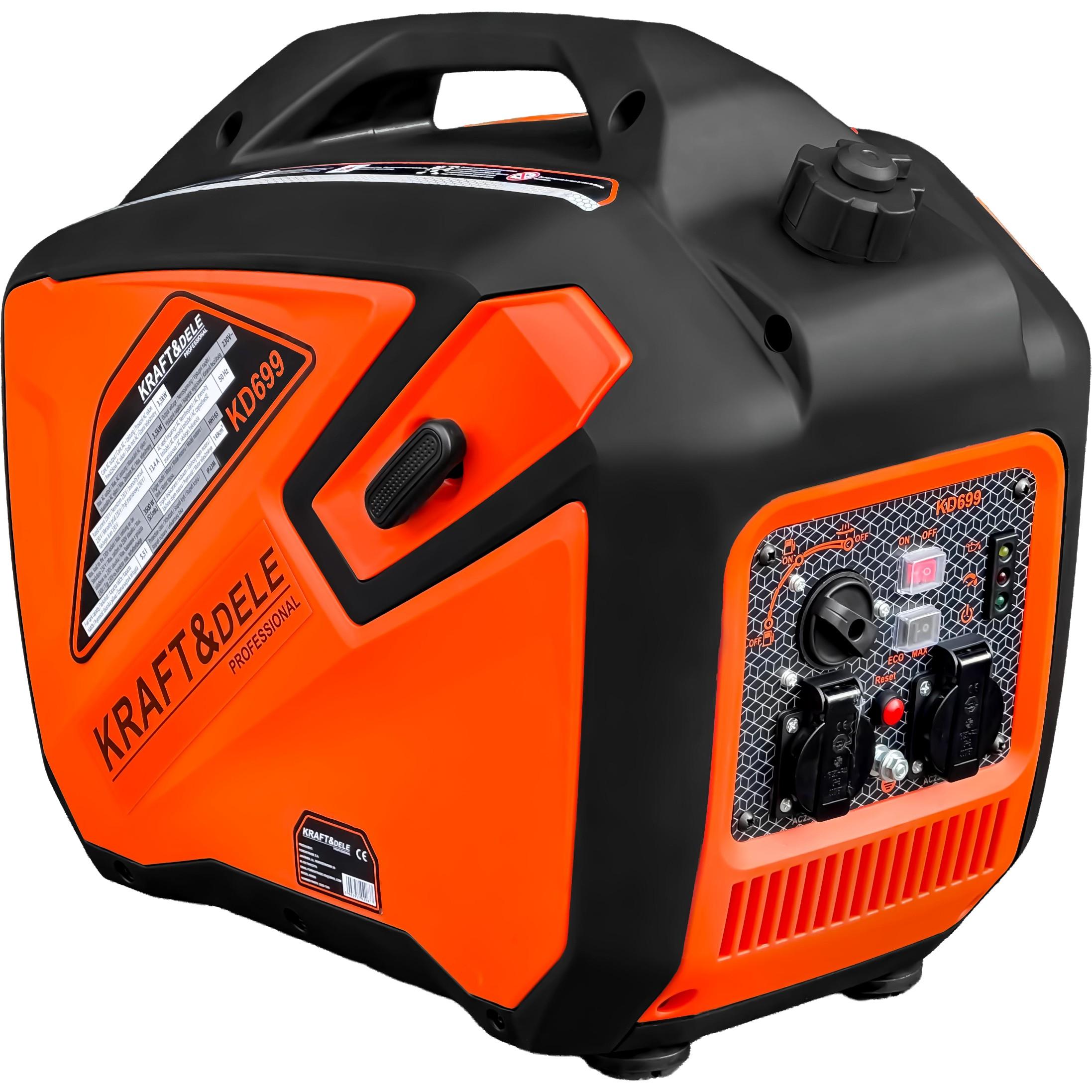KRAFT&DELE | Inverter Stromerzeuger Superleise Tragbarer, 3500W, für Reise Garage, Wohnwagen mit USB und 230 V Steckdosen