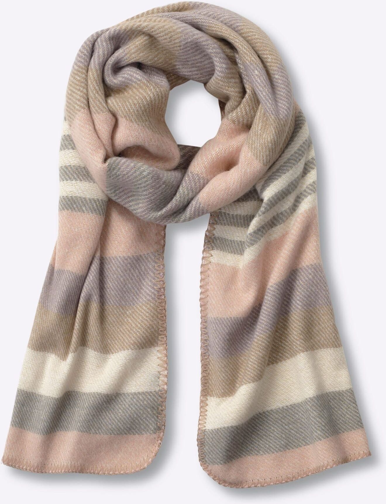 Modeschal HEINE, Damen, beige (puder), Viskose, gemustert, Modetücher Modeschal puder Einheitsgröße