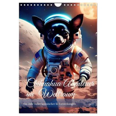 Chihuahua Abenteuer im Weltraum (Wandkalender 2027 DIN A4 hoch), CALVENDO Monatskalender