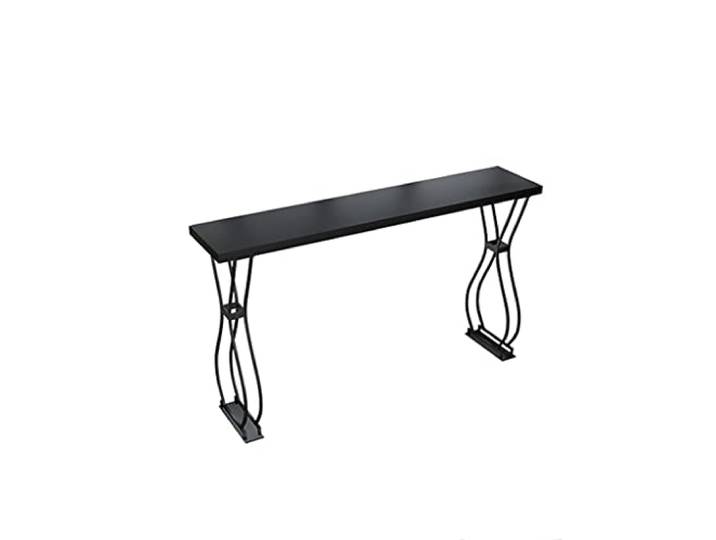 loeusjfnr Langer Bartisch Moderner nordischer Mode-Bartisch aus Schmiedeeisen for Zuhause, Wohnzimmer, gegen die Wand, Massivholz, Langer Tisch, Stehtisch und Stühle