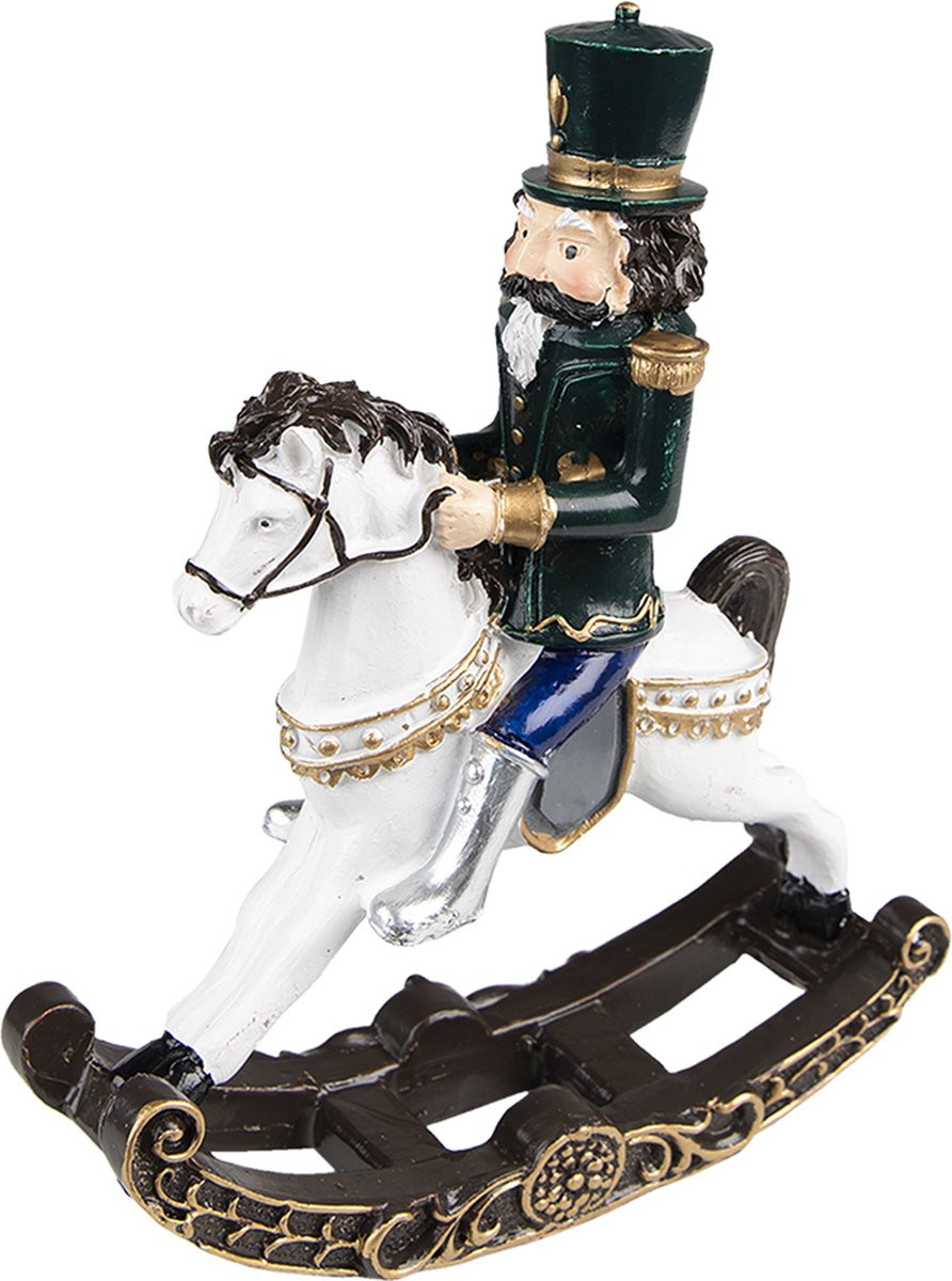 Clayre & Eef Kerstdecoratie Notenkraker Groen Polyresin 18 cm