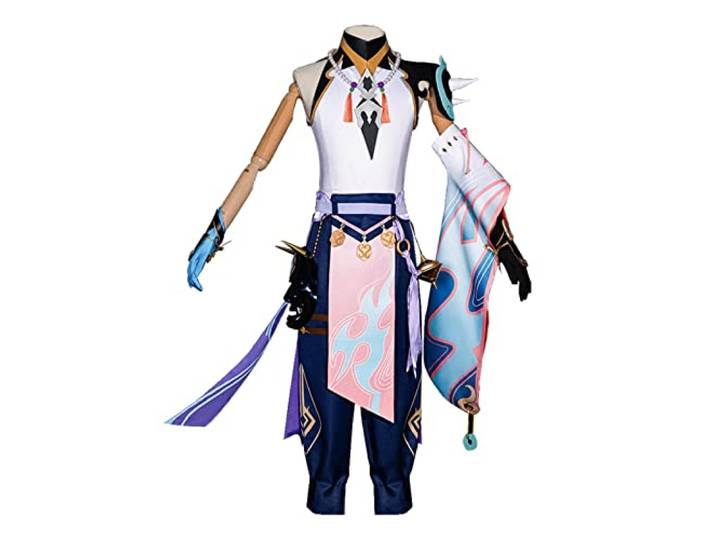 PUYYDS Genshin Impact Xiao Cosplay Kostüm Kimono Uniform Perücke Anime Spiel Halloween Kostüme für Männer Frauen