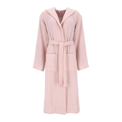 Bademantel VOSSEN "Silent, ideal für Sauna & Spa, Hotelbademantel, Morgenmantel" Gr. L, rosa (pearl skin), L:120cm, Baumwolle, Hausmäntel, Bademantel, Musselin