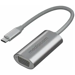 Mediacom MD-C307 Usb-C zu Vga Konverter (USB-C, 1 Port), Dockingstation + USB Hub, Silber