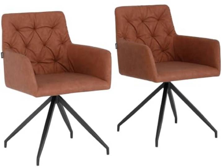 Ashley Gepolsterte Esszimmerstühle 2er Set aus PU in Cognac