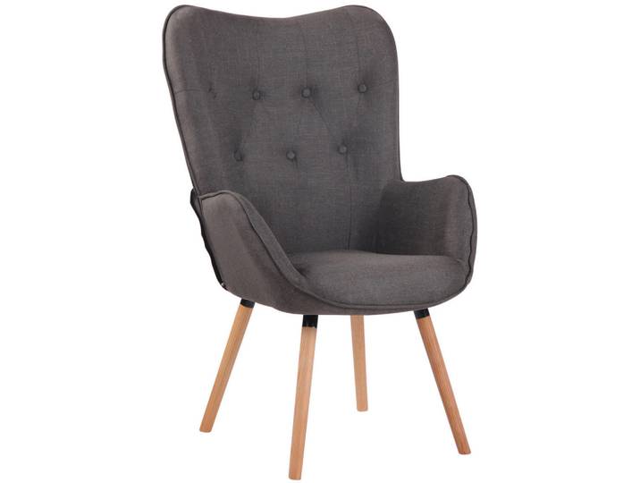 CLP Sessel Stoff dunkelgrau, Dunkelgrau, Holz, 69x108x73 cm, Wohnzimmer, Sessel, Polstersessel