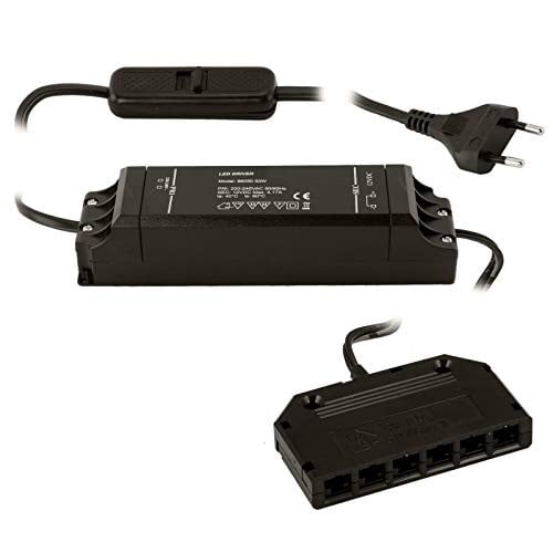 SOTECH transformator 220-240V 12V/50W met schuifschakelaar en 6-voudige verdeler