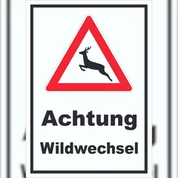 HB-Druck Schild Achtung Wildwechsel A6 (105x148mm)