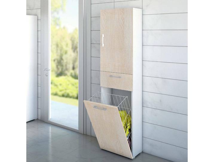 Aryanne - Armoire Multi-usages\, 45x195h cm\, Chêne Marron\, 2 Étagères\, Italy