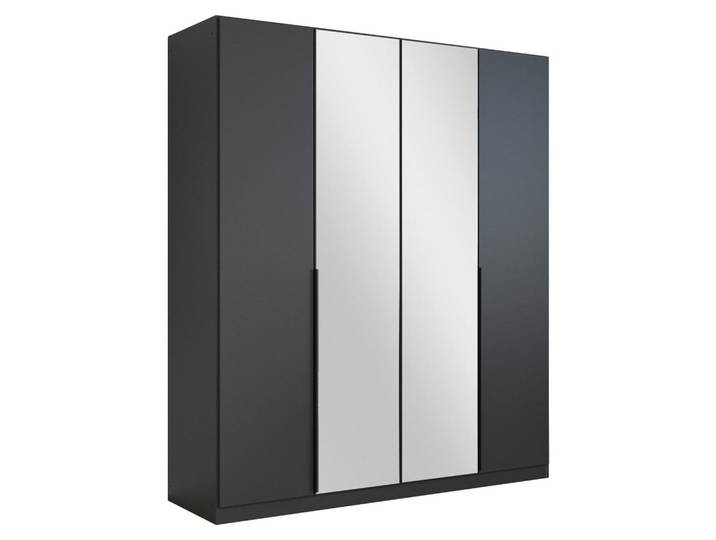 Drehtürenschrank Skyla Grau/Glas B: 181 cm