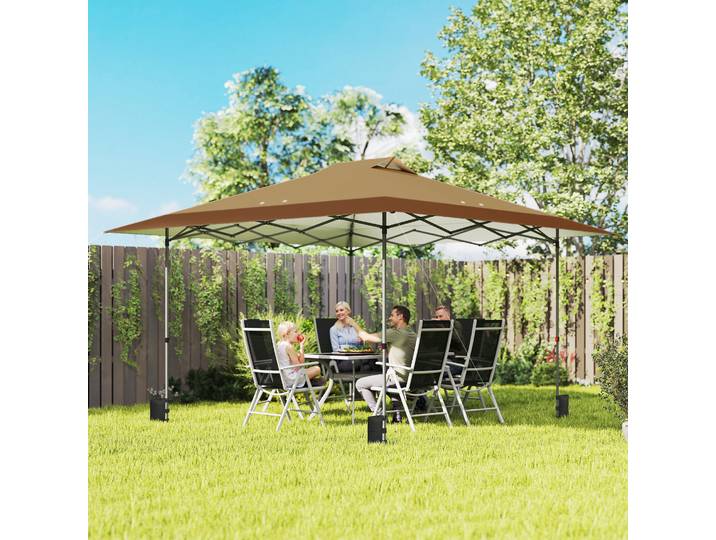 Outsunny Tonnelle Pliable 4x4m UPF50+ Hauteur Réglable Beige