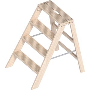 Layher Klapptritt 1055, aus Holz, einseitig begehbar, mit 4 Stufen
