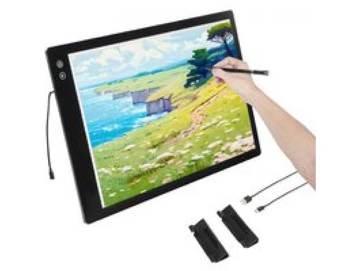 VEVOR Tablette lumineuse LED A2, table lumineuse dessin avec 6 niveaux luminosité réglable, tableau dessin rechargeable pour traçage, pour peinture diamant, animation, croquis, pochoir, artistes, noir