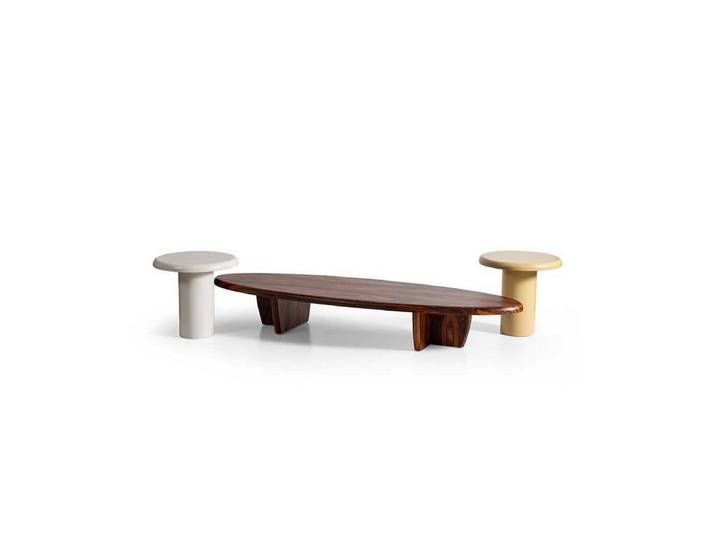 Xlmoebel Couchtisch Elegantes Tischset in minimalistischer Holzoptik von XLMOEBEL (Couchtisch-Set, 3-St., 3-teiliges Tischset), Made in Europa
