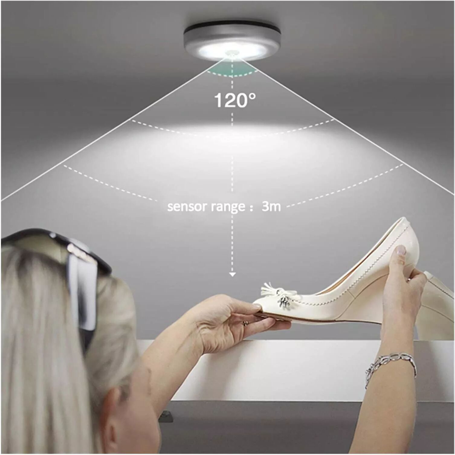 INF Lumières LED avec veilleuse à détecteur de mouvement, pack de 3