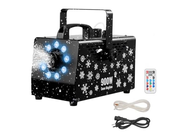 VEVOR Machine à Neige 900 W\, Machine à Flocons de Neige Artificielle Portative Suspendue\, avec Lumière Ambiante\, Télécommande sans Fil\, Réservoir 1 L\, pour Fêtes de Noël\, Effet de Scène\, Décoration
