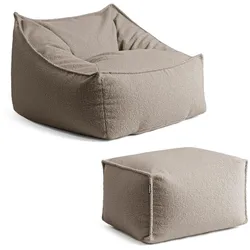 SITZSACK Bouclé Snug mit Hocker