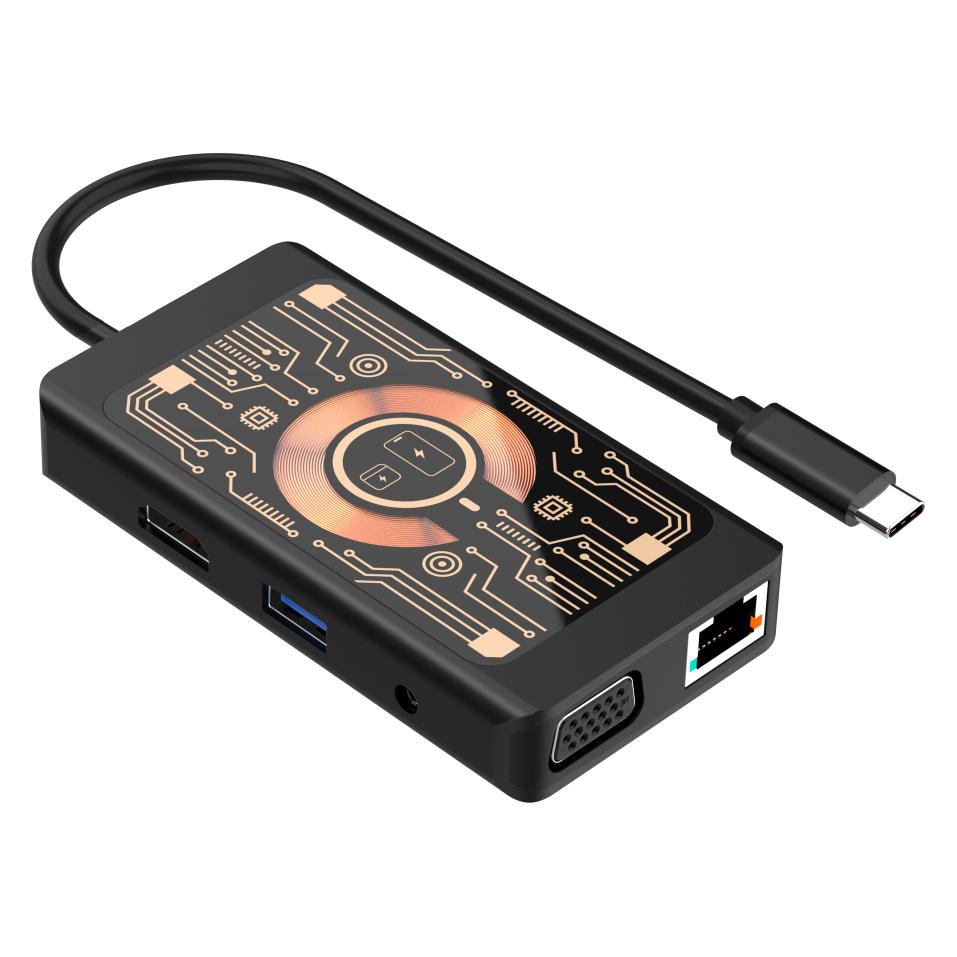 Qualo Transparent inductive charger with HUB function grey QTPB5-HUB-18 (62855128)