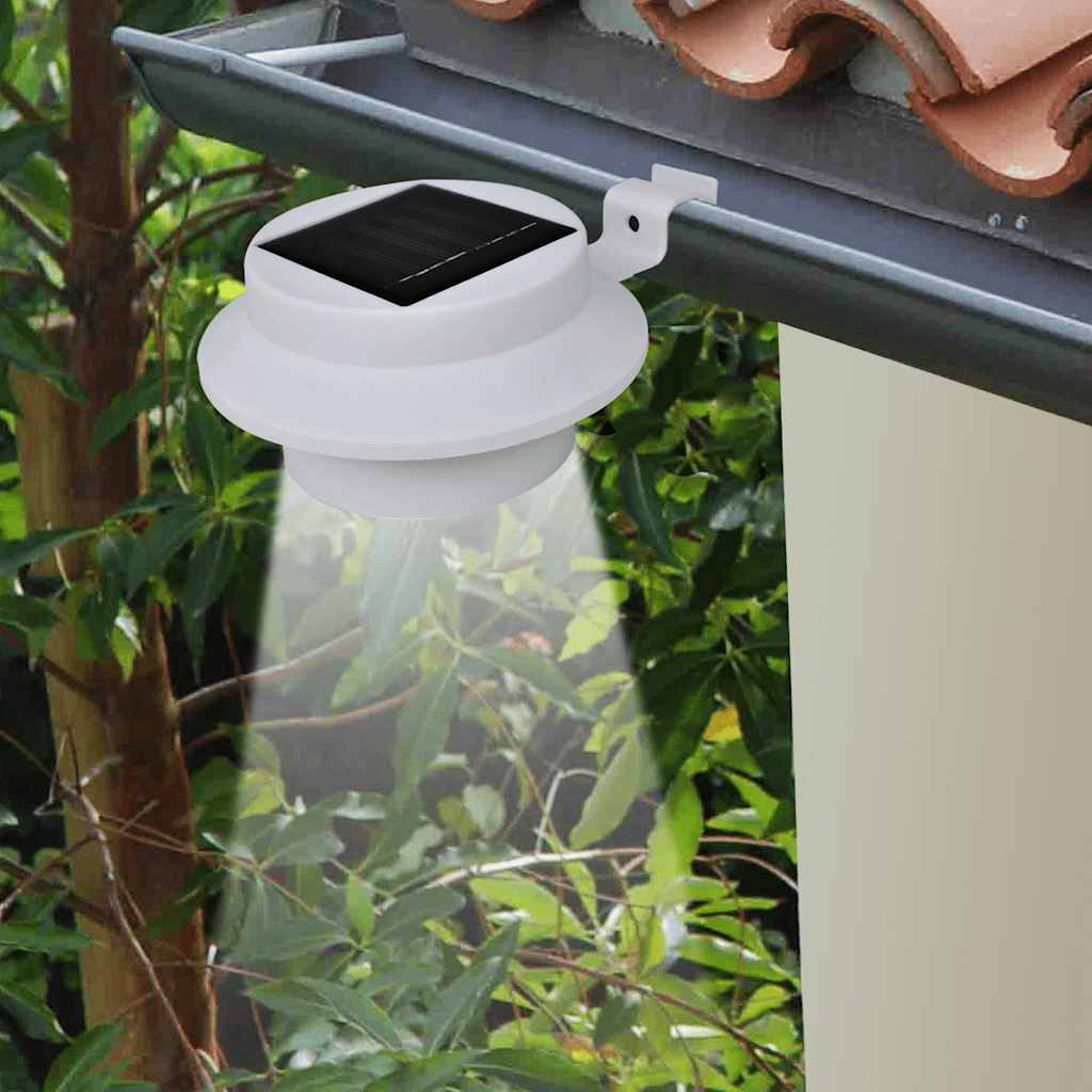 vidaXL Lámparas solares para valla exterior 12 uds LED negro Blanco