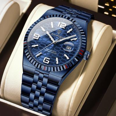 Uplifted Finds Poedagar High Quality Mens Quartz Watch Waterproof Luminous Date blue Blue