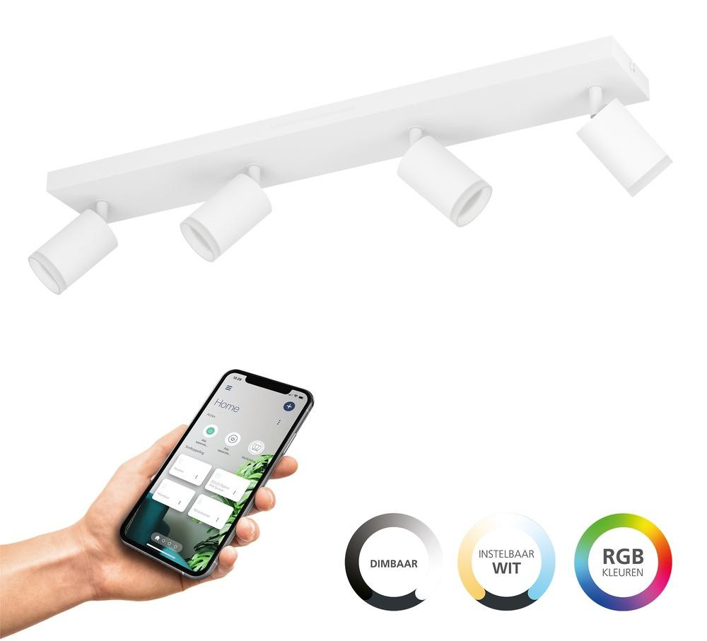 Eglo Connect Melitello-Z Smart LED opbouwspot wit, 4-lichts, dimbaar