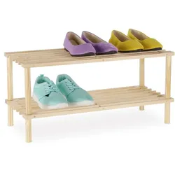 Relaxdays Schuhregal Holz Hellbraun