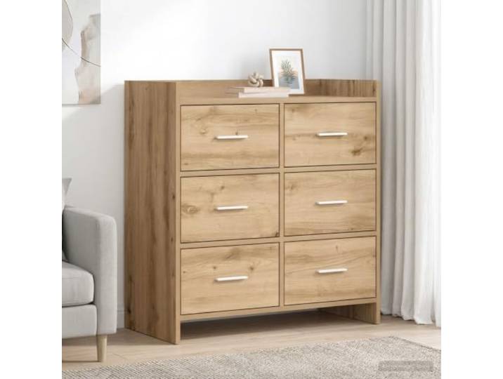 Jkghdrt Sideboard Artisan-Eiche 75 x 33 x 80 cm Holzwerkstoff mit Türen Holzwerkstoff, Artisan-Eiche Optik, 75x33x80 cm, Metallgriffe, Mehrere Fächer, Esszimmer, Wohnzimmer, Flur, Montage zu zweit