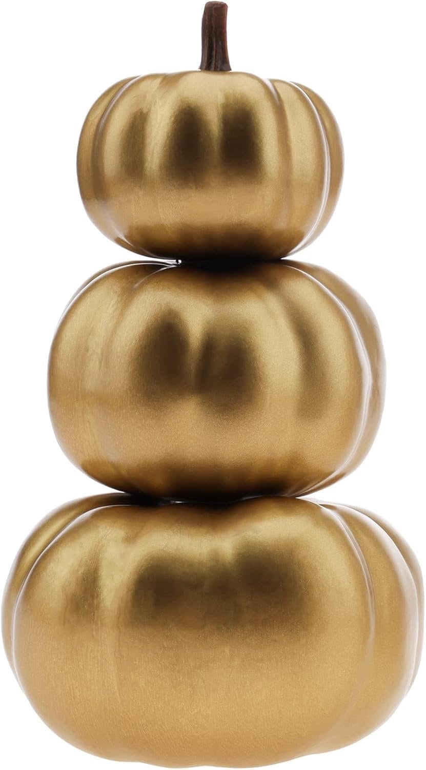 Gouden kunstmatige pompoenen stapel decoratie voor op tafel