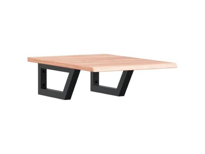 WEMYUFURN Waschtischplatte mit Halterung Stahl und Massivholz Eiche Schweberegal, Trapezform, Wandbefestigung, Stauraum, Handtuchaufhängung, modernes Design