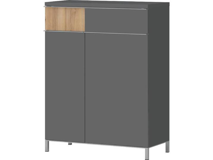 Schuhschrank GOODPRODUCT Onyx , grau (anthrazit hochglanz), B:76cm H:101cm T:35,2cm, Holzwerkstoff, Schränke, Schuhschrank, UV lackiert, mit Soft-Close-Funktion