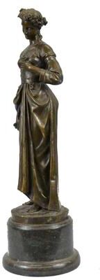 Bronzhaus A Young Maiden In Garden Of Eden Art Nouveau Bronze Figurine Sculpture Art Deco