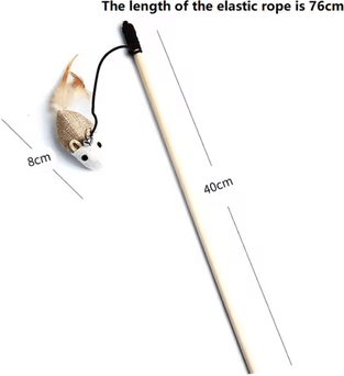 Inspire Curations FeatherDash Interactive Cat Wand Toy With Colorful Feathers & Wooden Rod rat