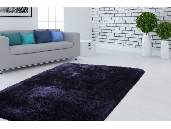 Hochflor-Teppich CALO-DELUXE Giora 200 Gr. 2, blau, B:80cm H:80mm L:150cm, Kunstfaser, Teppiche, Hochflor-Teppich, getuftet, besonders weich durch Microfaser, Wohnzimmer, Schlafzimmer