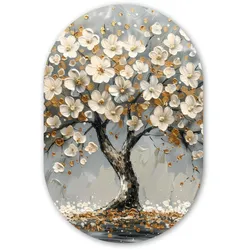 WANDBILD Baum - Gold - Blumen - Abstrakt - Kunst Wanddeko Schlafzimmer 60x90 cm