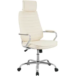 CLP Bürostuhl ergonomisch Rako, Schreibtischstuhl höhenverstellbar drehbar Kunstleder, Rückenlehne mit Kopfstütze, Armlehnen gepolstert
