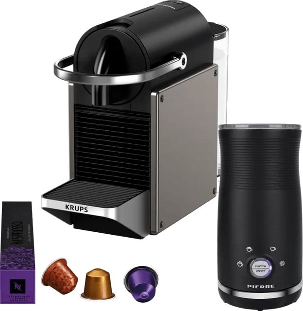 Krups Nespresso Pixie XN306T koffiemachine met Pierre melkopschuimer